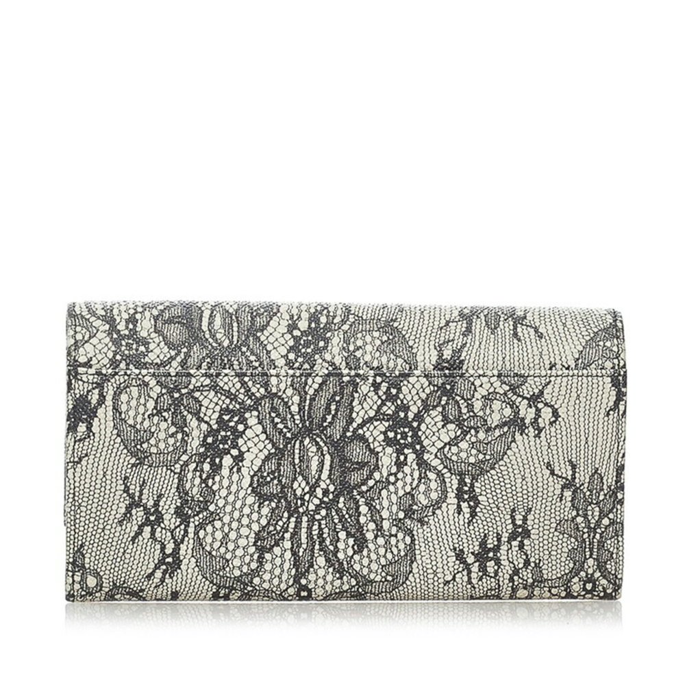 Dolce & Gabbana Dolce and Gabbana Flower Long Wallet Black Beige Leather Ladi... - Picture 3 of 8